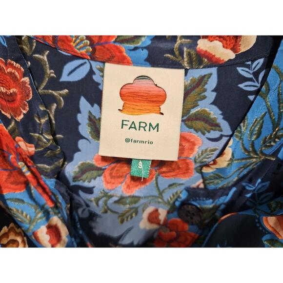 NEW, Farm Rio  Blue Arabesque Floral Print Midi dress size S #MD1130 - Picture 9 of 10